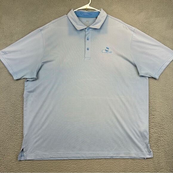Cochiti Golf Course Polo Shirt Mens 2XL Blue‎ Polyester Striped Golfer Casual - Picture 1 of 15
